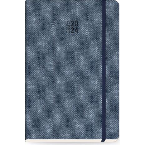 Ημερολόγιο ημερήσιο The Writing Fields Tailor Made 3570 14x21cm 2024 με λάστιχο soft εξώφυλλο tweed μοτίβο μπλε
